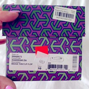 So 10 Tory Burch Khaki/Tan Wedge Thin Flip Flop